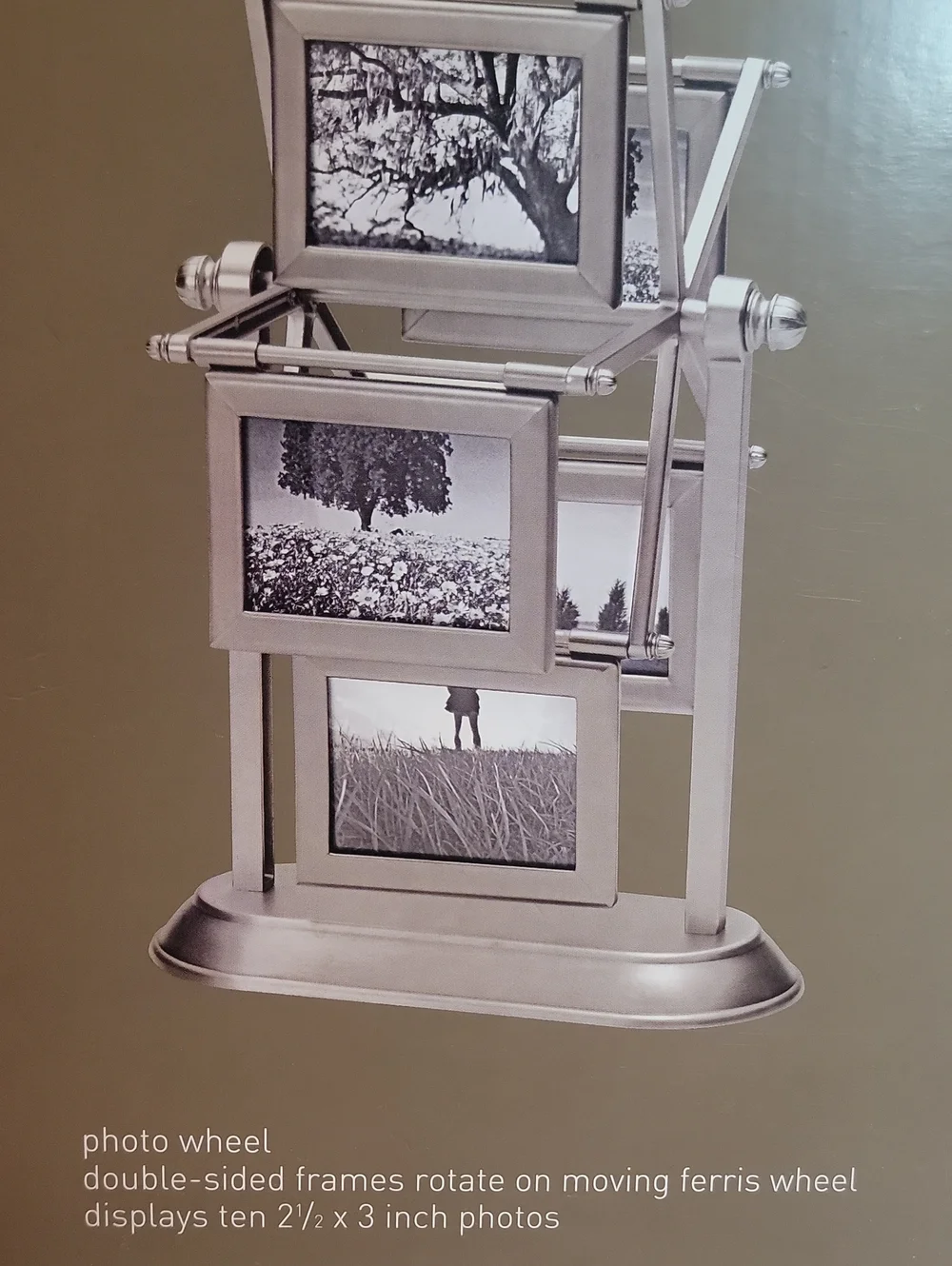 NIB 2007 Photo Wheel (Ferris Wheel)- Pewter Finish Rotating Frame. (10) 2 1/2x3